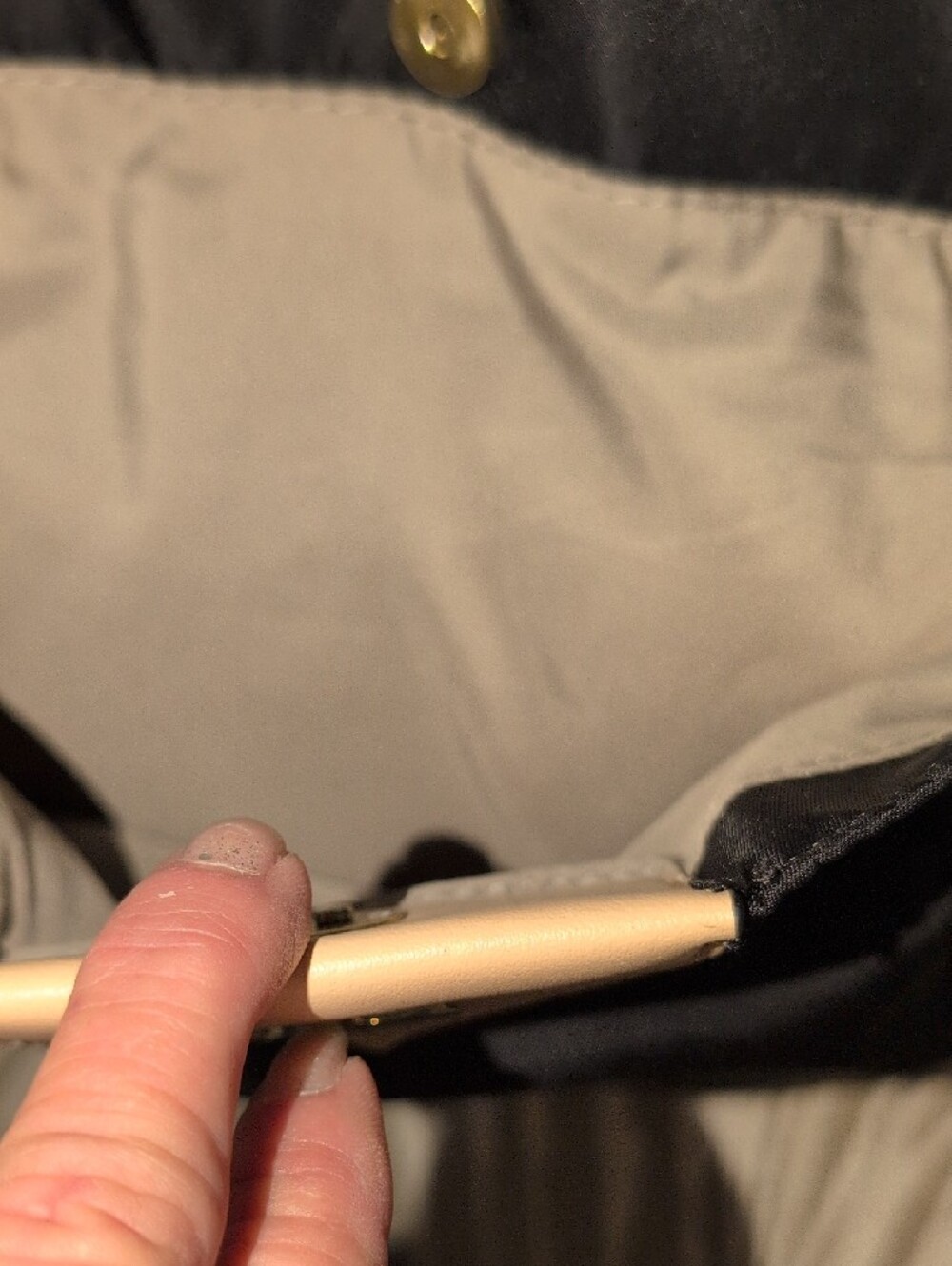 Black Anne Klein Tote Bag with Tan Handles  And trim - Picture 3 of 16